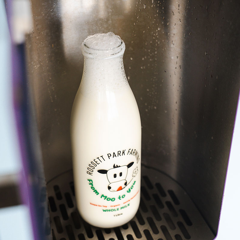 Organic milk from farm shop vending machine